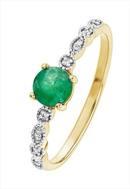 Emerald & diamond vintage ring
