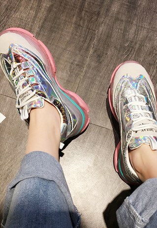 MERMAID HOLOGRAPHIC PLATFORM SNEAKERS
