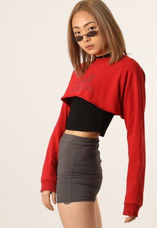 VINTAGE ADIDAS APPLIQUE LOGO EXTREME CROPPED SWEATSHIRT