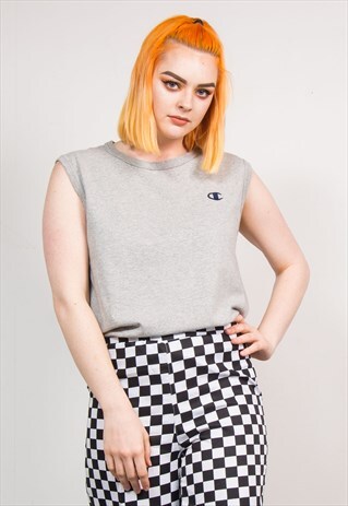 90'S VINTAGE CHAMPION GREY VEST TOP T-SHIRT