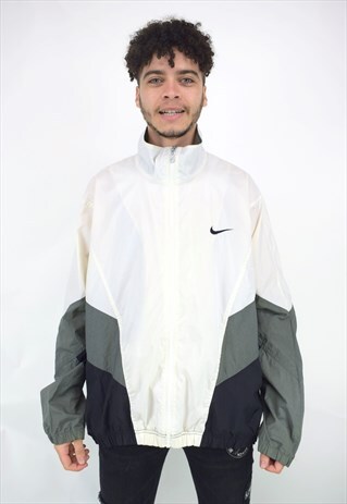 VINTAGE 90'S NIKE CREAM BLACK & GREY ZIP UP JACKET