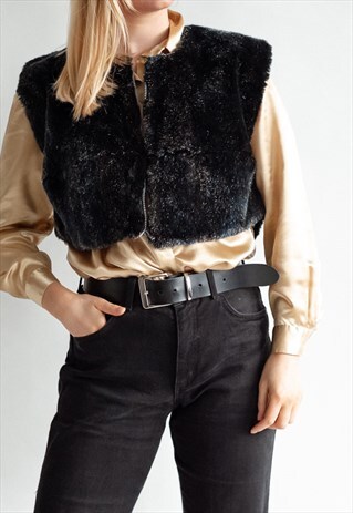 VINTAGE 00S CROPPED FUNKY FAUX FUR VEST