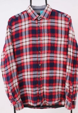 VINTAGE MENS RED CHECK FLANNEL SHIRT