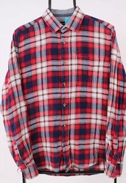 vintage mens red check flannel shirt
