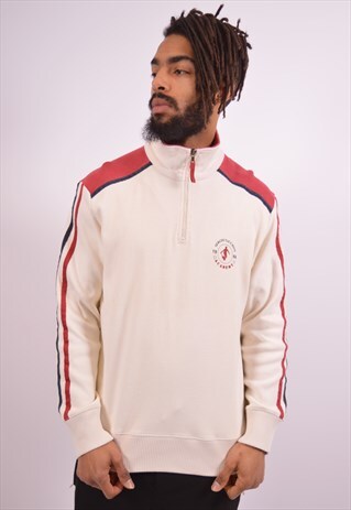 SERGIO TACCHINI VINTAGE SWEATSHIRT JUMPER LARGE WHITE 90S