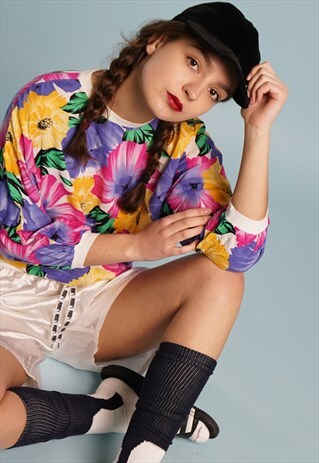 80'S RETRO FLORAL PRINT LOOSE-FITTED BLOUSE TOP