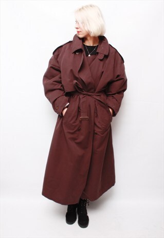VINTAGE 80'S CLASSIC PURPLE TRENCH WITH REMOVABLE LINING