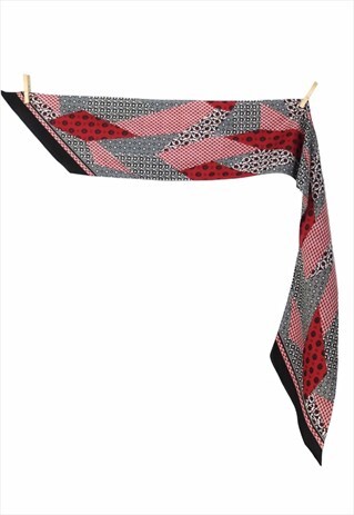 VINTAGE SCARF 00S Y2K BLACK & RED ABSTRACT PATCHWORK FLORAL