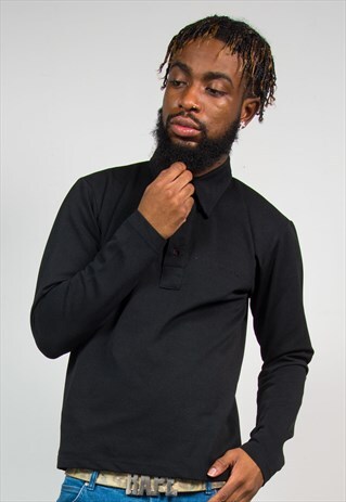 CARHARTT PLAIN BLACK LONG SLEEVE POLO T-SHIRT