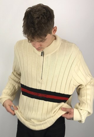 90S VINTAGE RALPH LAUREN POLO JEANS KNIT QUARTER ZIP JUMPER
