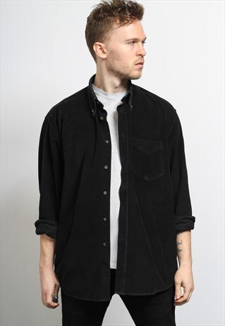 VINTAGE CORDUROY CORD SHIRT BLACK