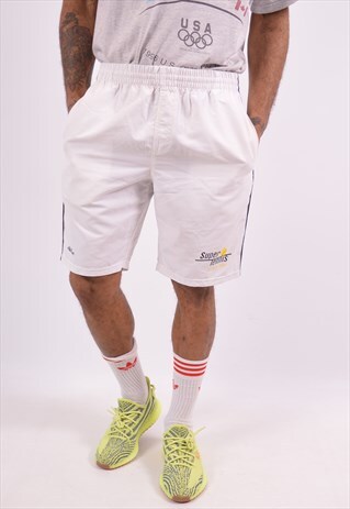 ELLESSE MENS VINTAGE SHORTS MEDIUM WHITE 90S