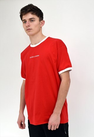 G&G UNISEX RED WRITING RINGER S/S TEE