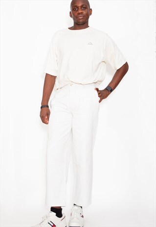 VINTAGE 90S WHITE CHINOS TROUSERS ID:7727