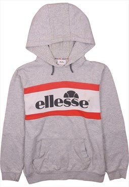 Vintage 90's Ellesse Hoodie Spellout Pullover Grey Medium