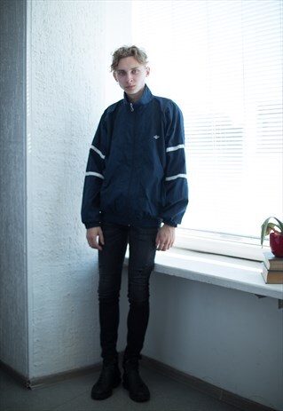 VINTAGE 90'S NAVY HIGH COLLAR SPORT JACKET