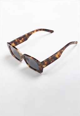 Rectangular oversized retro sunglasses- Tortoiseshell