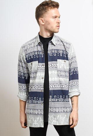 VINTAGE AZTEC PATTERNED SHIRT