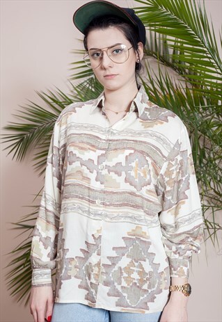 WOMEN'S VINTAGE AZTEC PRINT BLOUSE FROM THE 90S
