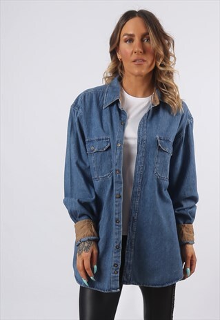 DENIM SHIRT OVERSIZED FADED GLORY LONG UK 18 (HBO)