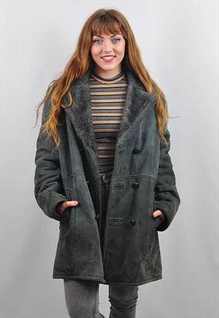 VINTAGE BLUE GREY SUEDE JACKET / COAT