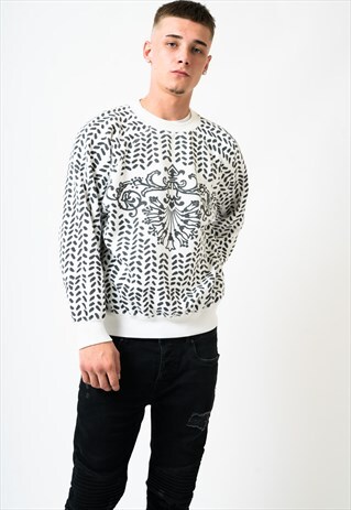 VINTAGE UNISEX PATTERNED SWEATSHIRT