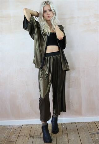 TROUSERS & KIMONO CO-ORDINATES IN BLACK & GOLD SPARKLE
