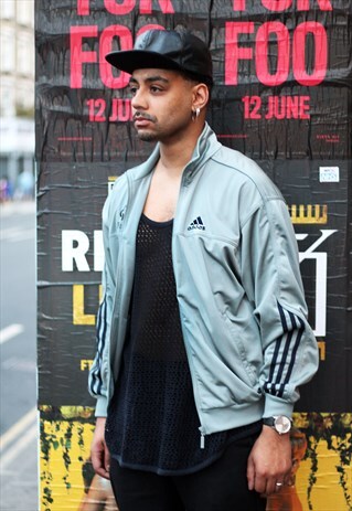 VINTAGE GREY ADIDAS SPORTS TRACK JACKET