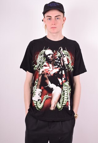 MENS VINTAGE T-SHIRT TOP MEDIUM BLACK 90'S