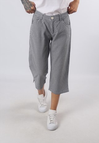 TROUSERS CHECKED CROPPED SHORT LEG UK 14 (72K)