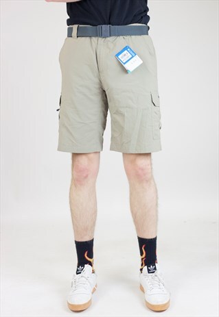 VINTAGE COLUMBIA KHAKI BELTED SHORTS