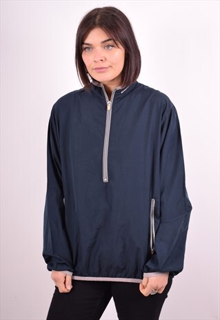 NIKE WOMENS VINTAGE TRACKSUIT TOP SMALL NAVY BLUE 90S