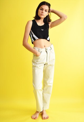 90'S RETRO HIGHWAISTED MINIMALIST BEIGE DENIM JEANS