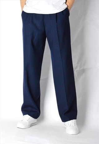 VINTAGE 80S NAVY BLUE STRIPED PANTS