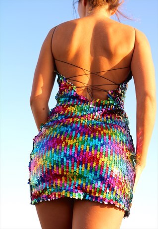 RAINBOW SEQUIN DRESS