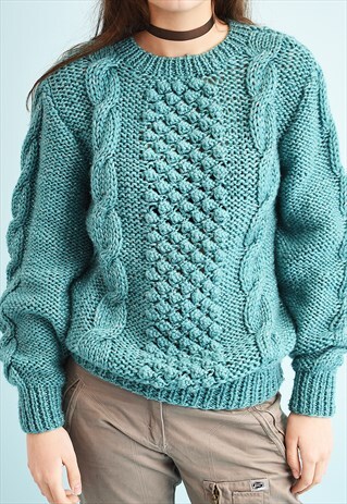 80'S RETRO CHUNKY ARAN STYLE SHIMMER KNIT JUMPER