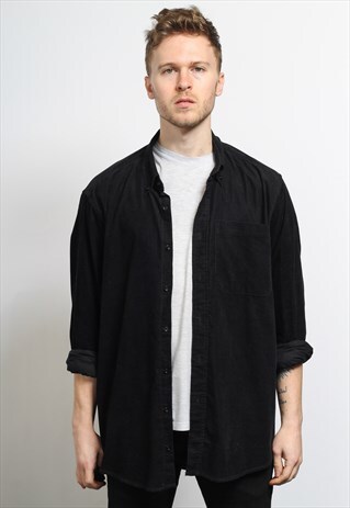 VINTAGE CORDUROY CORD SHIRT BLACK