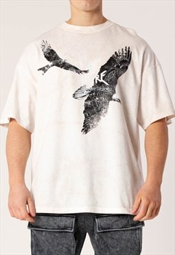 Eagle Graphic T-shirt in Washed Vintage White