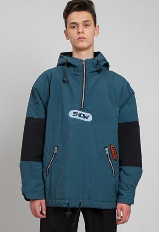 VINTAGE BLUE BLACK RSQ 1/4 ZIP PULLOVER JACKET