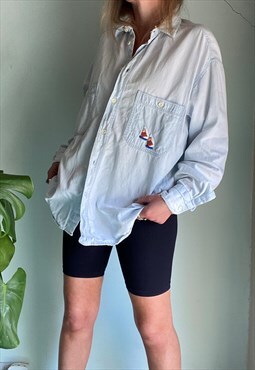 Vintage Light Wash Blue Denim Shirt