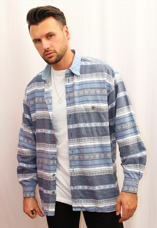 VINTAGE GEO-TRIBAL PATTERNED FLANNEL SHIRT