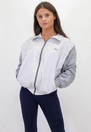 VINTAGE PUMA SHELL JACKET IN WHITE