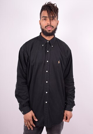 RALPH LAUREN MENS VINTAGE SHIRT LARGE BLACK 90'S