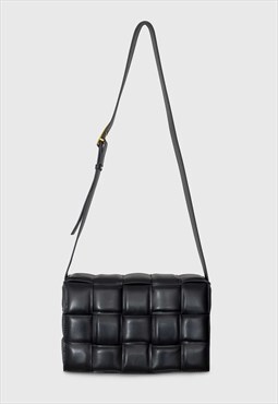 Leather Padded Basket Weave Bag - Karlie