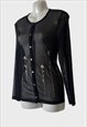 VINTAGE 90S Y2K MESH EMBROIDERED CARDIGAN S/M