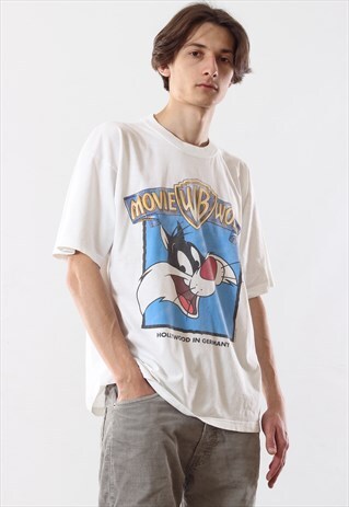 1998 VINTAGE MENS SYLVESTER LOONEY TUNES GRAPHIC TEE T SHIRT