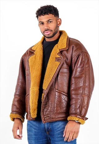 VINTAGE SHERPA LINED LEATHER JACKET J3254