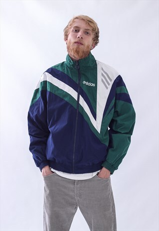 VINTAGE MENS ADIDAS TRACK SUIT TEAM LOGO WINDBREAKER JACKET