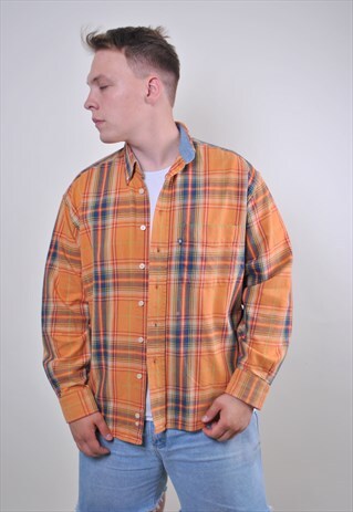 AUTHENTIC ORANGE PLAID HERITAGE SHIRT, SIZE L
