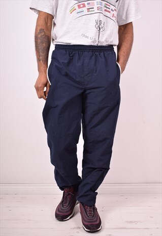 LOTTO MENS VINTAGE TRACKSUIT TROUSERS MEDIUM NAVY BLUE 90S